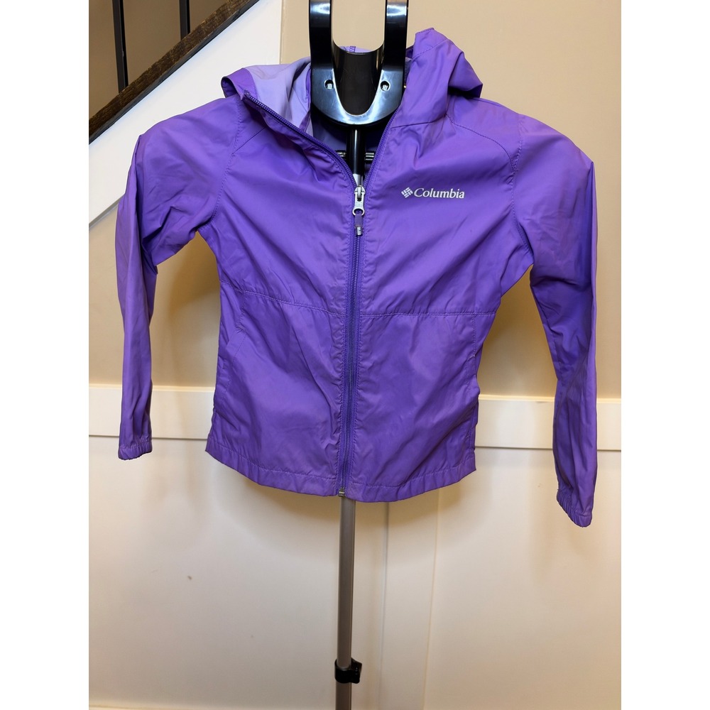 Columbia Kids Purple Switchback Hooded Windbreaker Jacket XS 6/6X RG2013